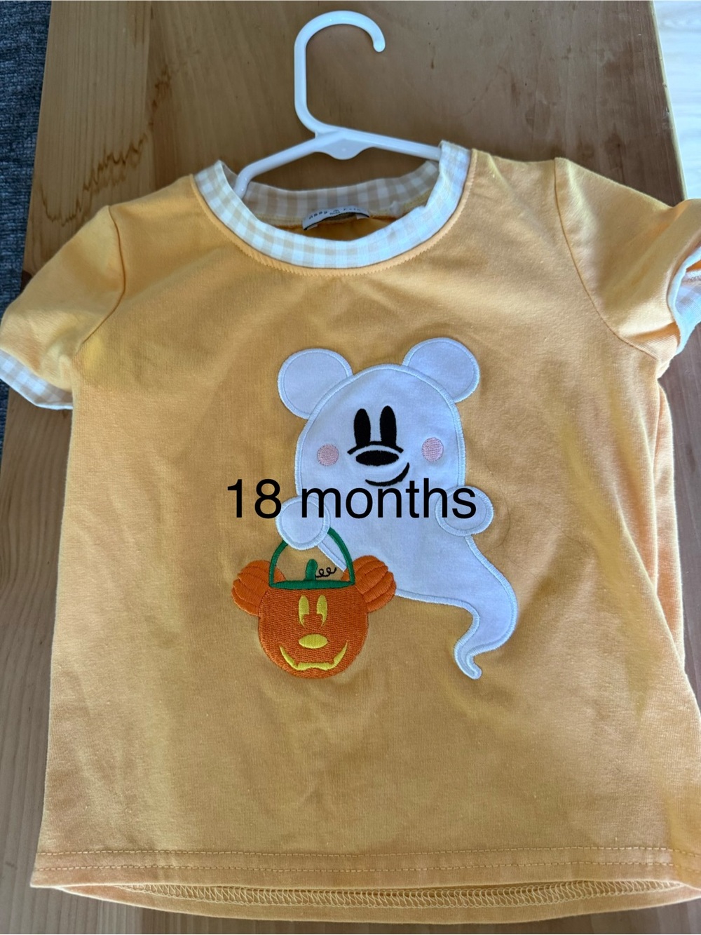 Disney Yellow Toddler Halloween Ghost & Pumpkin Appliqué Shirt